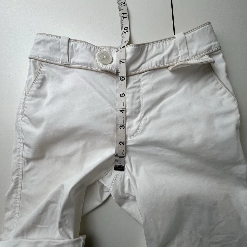 Gap Kids Bermuda Capri Cotton Spandex Roll Cuff Shorts White Beige Girls 12 Slim